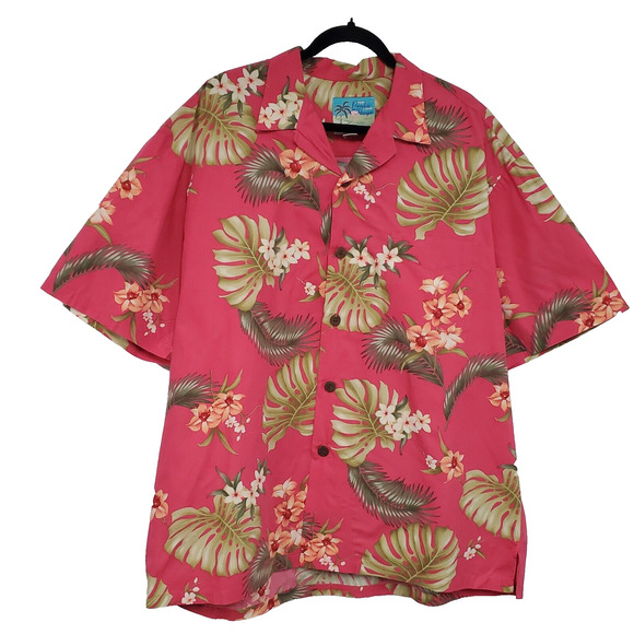 Paradise on a Hanger Hawaiian Shirt Men's XL Pink Floral Tropical Island Retro - Picture 1 of 9